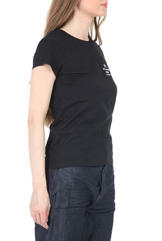KARL LAGERFELD-Γυναικείο t-shirt KARL LAGERFELD Address Logo Pocket μαύρο