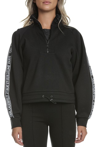 KARL LAGERFELD-Γυναικεία cropped φούτερ μπλούζα KARL LAGERFELD Double Jersey μαύρη