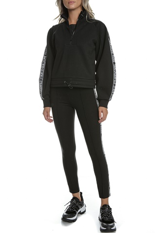 KARL LAGERFELD-Γυναικεία cropped φούτερ μπλούζα KARL LAGERFELD Double Jersey μαύρη