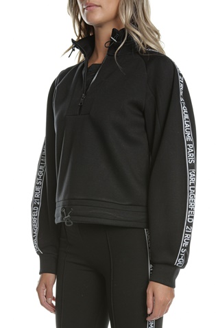 KARL LAGERFELD-Γυναικεία cropped φούτερ μπλούζα KARL LAGERFELD Double Jersey μαύρη