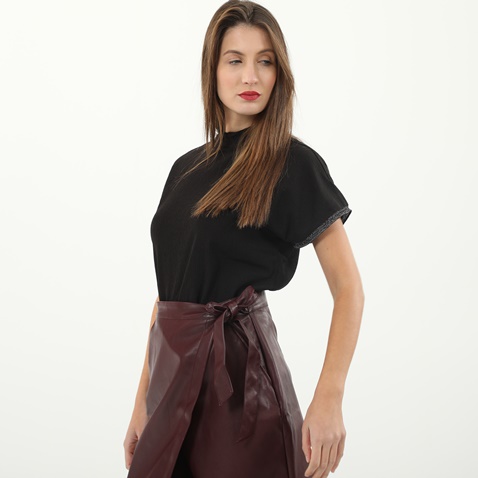 GARCIA JEANS-Γυναικεία κοντομάνικη μπλούζα GARCIA JEANS μαύρη 