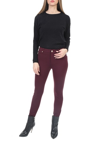 TED BAKER-Γυναικείο παντελόνι skinny TED BAKER STRENT μπορντο