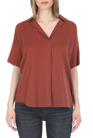 SCOTCH & SODA-Γυναικείο πουκάμισο SCOTCH & SODA Pop over shirt καφέ
