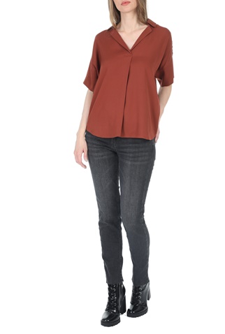SCOTCH & SODA-Γυναικείο πουκάμισο SCOTCH & SODA Pop over shirt καφέ