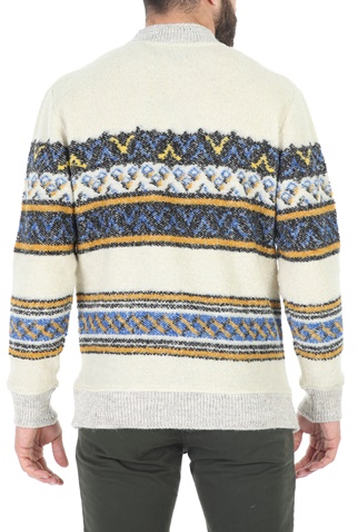 SCOTCH & SODA-Ανδρικό πουλόβερ SCOTCH & SODA Bouclι pull with jacquard μπεζ