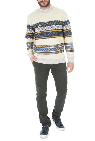 SCOTCH & SODA-Ανδρικό πουλόβερ SCOTCH & SODA Bouclι pull with jacquard μπεζ