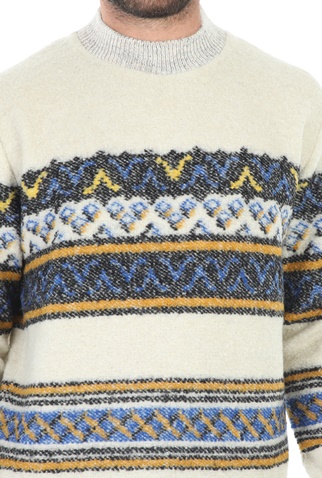 SCOTCH & SODA-Ανδρικό πουλόβερ SCOTCH & SODA Bouclι pull with jacquard μπεζ