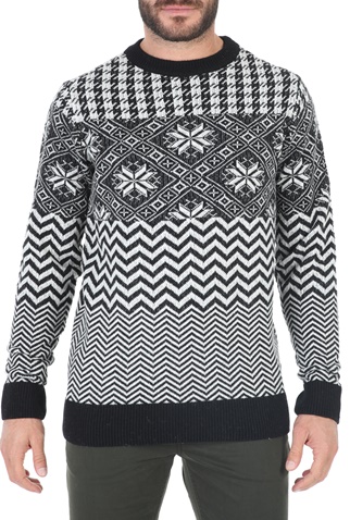 SCOTCH & SODA-Ανδρικό πουλόβερ SCOTCH & SODA Lightweight wool-blend Fair Is ασπρόμαυρο