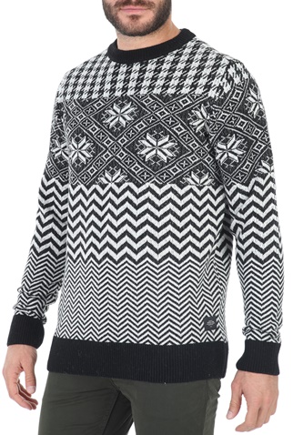 SCOTCH & SODA-Ανδρικό πουλόβερ SCOTCH & SODA Lightweight wool-blend Fair Is ασπρόμαυρο