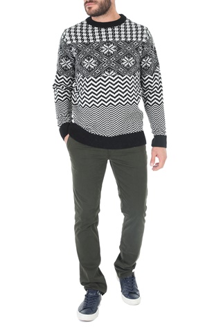 SCOTCH & SODA-Ανδρικό πουλόβερ SCOTCH & SODA Lightweight wool-blend Fair Is ασπρόμαυρο