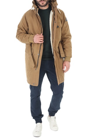 SCOTCH & SODA-Ανδρικό παρκά SCOTCH & SODA Reversible cotton and teddy καφέ λευκό μπλε