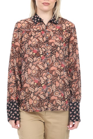 SCOTCH & SODA-Γυναικείο πουκάμισο SCOTCH & SODA καφέ φλοράλ