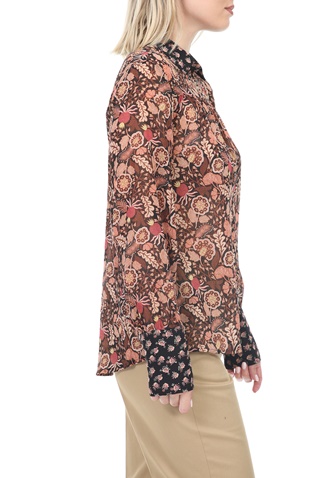 SCOTCH & SODA-Γυναικείο πουκάμισο SCOTCH & SODA καφέ φλοράλ