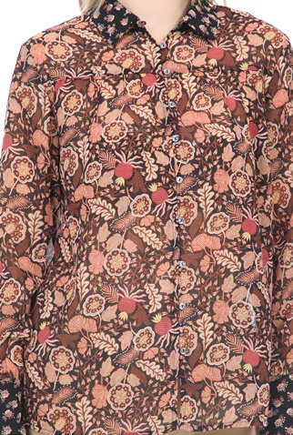 SCOTCH & SODA-Γυναικείο πουκάμισο SCOTCH & SODA καφέ φλοράλ
