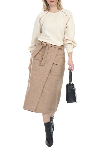 SCOTCH & SODA-Γυναικεία midi φούστα Wrap-over SCOTCH & SODA εκρού