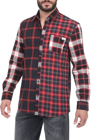 GUESS-Ανδρικό πουκάμισο GUESS COLLINS SHIRT - ROCK CHECK κόκκινο μπλε