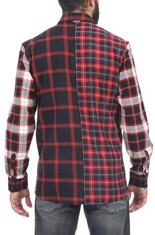 GUESS-Ανδρικό πουκάμισο GUESS COLLINS SHIRT - ROCK CHECK κόκκινο μπλε