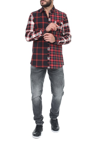 GUESS-Ανδρικό πουκάμισο GUESS COLLINS SHIRT - ROCK CHECK κόκκινο μπλε