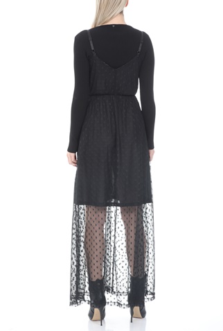 GUESS-Γυναικείο maxi φόρεμα GUESS SAADIA DRESS - DOTTY MESH KNI μαύρο