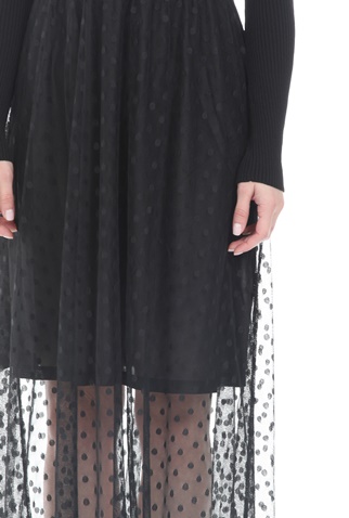 GUESS-Γυναικείο maxi φόρεμα GUESS SAADIA DRESS - DOTTY MESH KNI μαύρο