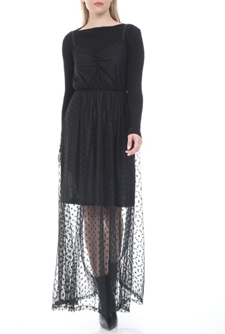 GUESS-Γυναικείο maxi φόρεμα GUESS SAADIA DRESS - DOTTY MESH KNI μαύρο