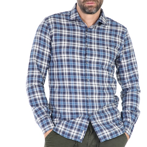 BROOKSFIELD-Ανδρικό μακρυμάνικο πουκάμισο BROOKSFIELD SHIRT μπλέ