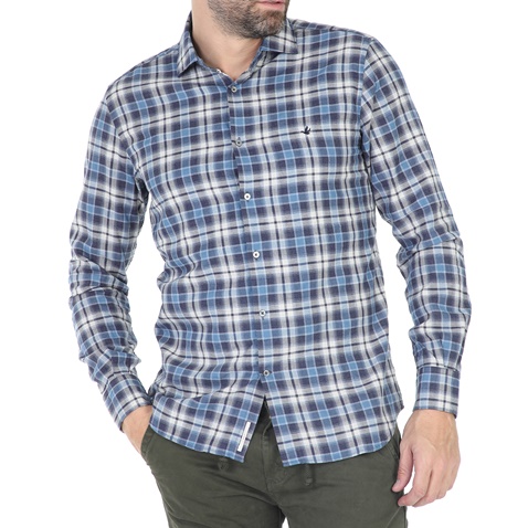 BROOKSFIELD-Ανδρικό μακρυμάνικο πουκάμισο BROOKSFIELD SHIRT μπλέ
