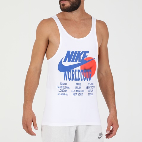 NIKE-Ανδρικό αμάνικο t-shirt NIKE NSW TANK WORLD TOUR λευκό