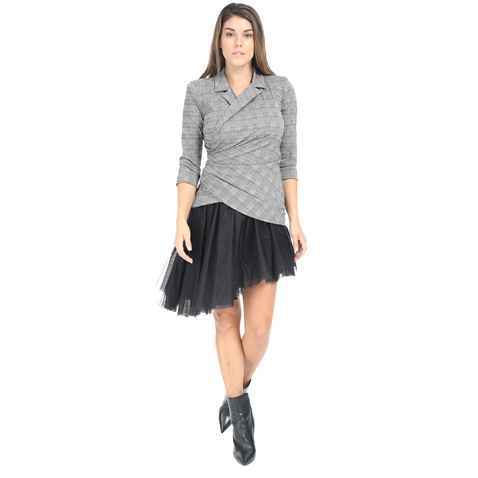 IMPERIAL-Γυναικείο mini φόρεμα IMPERIAL μαύρο γκρι