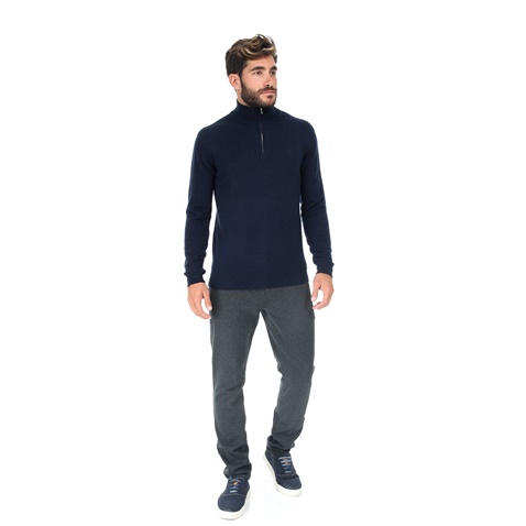 LES DEUX-Ανδρική πλεκτή μπλούζα LES DEUX CASHMERINO ZIPPER μπλε