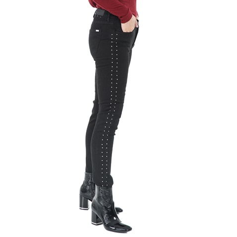 REIKO-Γυναικείο jean παντελόνι REIKO NELLY STUDS μαύρο