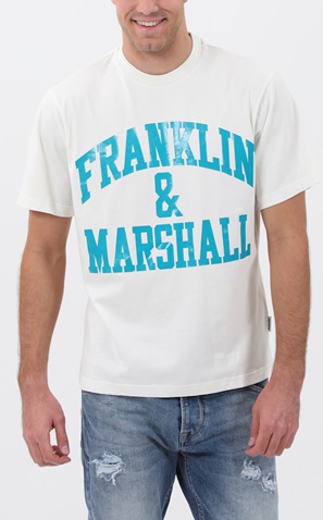 FRANKLIN & MARSHALL-Ανδρικό t-shirt FRANKLIN & MARSHALL μπλε λευκό