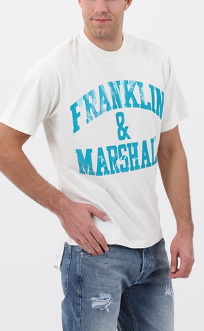 FRANKLIN & MARSHALL-Ανδρικό t-shirt FRANKLIN & MARSHALL μπλε λευκό