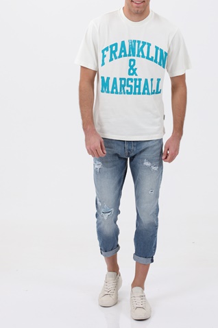 FRANKLIN & MARSHALL-Ανδρικό t-shirt FRANKLIN & MARSHALL μπλε λευκό