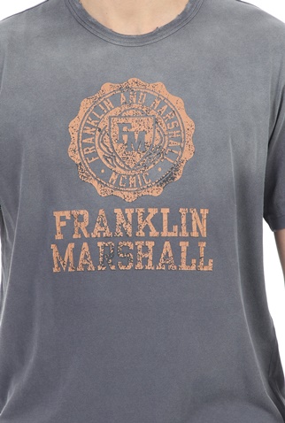 FRANKLIN & MARSHALL-Ανδρικό t-shirt FRANKLIN & MARSHALL SUPER VINTAGE GARMENT γκρι