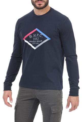 BEVERLY HILLS POLO CLUB-Ανδρική μπλούζα BEVERLY HILLS POLO CLUB M L/S CREW μπλε
