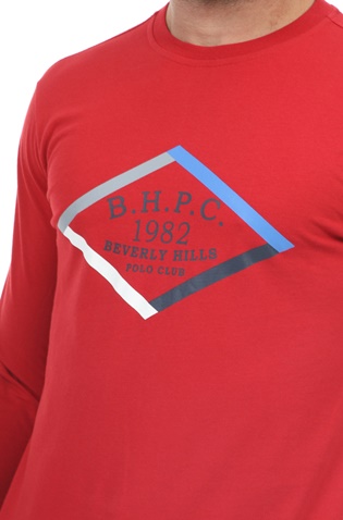 BEVERLY HILLS POLO CLUB-Ανδρική μπλούζα BEVERLY HILLS POLO CLUB κόκκινη