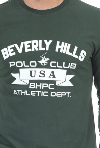 BEVERLY HILLS POLO CLUB-Ανδρική μπλούζα BEVERLY HILLS POLO CLUB M L/S CREW πράσινη