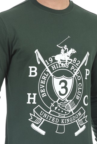 BEVERLY HILLS POLO CLUB-Ανδρική μπλούζα BEVERLY HILLS POLO CLUB M L/S CREW πράσινη
