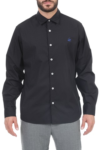 BEVERLY HILLS POLO CLUB-Ανδρικό πουκάμισο BEVERLY HILLS POLO CLUB Core SLIM STRECH μαύρο