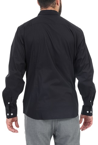 BEVERLY HILLS POLO CLUB-Ανδρικό πουκάμισο BEVERLY HILLS POLO CLUB Core SLIM STRECH μαύρο