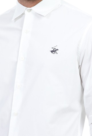 BEVERLY HILLS POLO CLUB-Ανδρικό πουκάμισο BEVERLY HILLS POLO CLUB λευκό