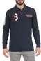 BEVERLY HILLS POLO CLUB-Ανδρική polo μπλούζα BEVERLY HILLS POLO CLUB BHPC M L/S POLO μπλε