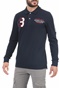 BEVERLY HILLS POLO CLUB-Ανδρική polo μπλούζα BEVERLY HILLS POLO CLUB BHPC M L/S POLO μπλε