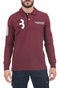 BEVERLY HILLS POLO CLUB-Ανδρική polo μπλούζα BEVERLY HILLS POLO CLUB M L/S POLO  μπορντό