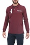 BEVERLY HILLS POLO CLUB-Ανδρική polo μπλούζα BEVERLY HILLS POLO CLUB M L/S POLO  μπορντό