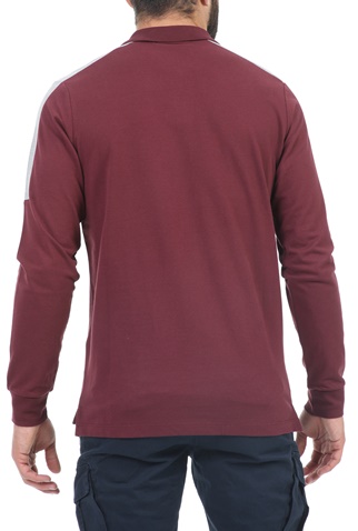 BEVERLY HILLS POLO CLUB-Ανδρική polo μπλούζα BEVERLY HILLS POLO CLUB M L/S POLO  μπορντό
