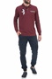BEVERLY HILLS POLO CLUB-Ανδρική polo μπλούζα BEVERLY HILLS POLO CLUB M L/S POLO  μπορντό