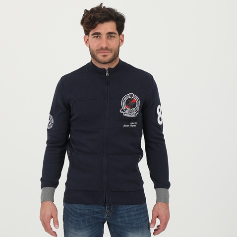 BEVERLY HILLS POLO CLUB-Ανδρική φούτερ ζακέτα BEVERLY HILLS POLO CLUB BHP.0W1.011.007 μπλε