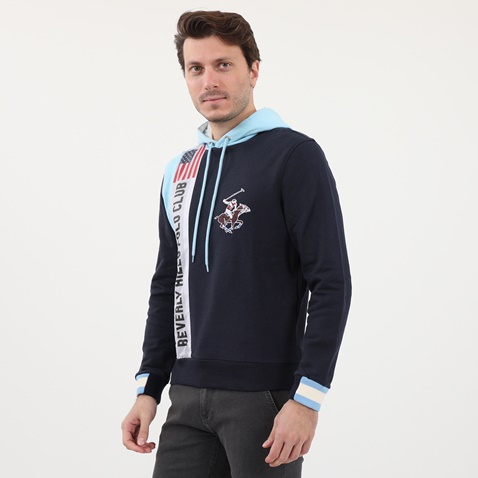BEVERLY HILLS POLO CLUB-Ανδρική φούτερ μπλούζα BEVERLY HILLS POLO CLUB μπλε 